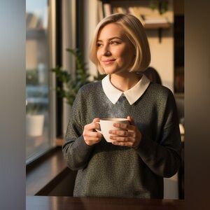 Siani Black Glitter Sweater with White Collar Size L